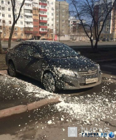 В Кемерове на парковке хулиганы облили иномарку монтажной пеной