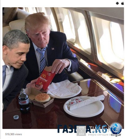 Соцсети взорвали фотожабы на праздничный обед Дональда Трампа из McDonald"s (ФОТО)