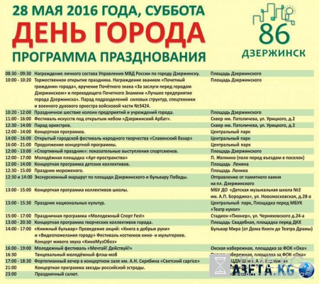 День города Дзержинск 2016: программа 28 05, расписание, кто выступает, когда салют