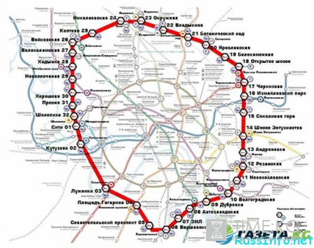 Схема кольцевой железной дороги Москвы 2017