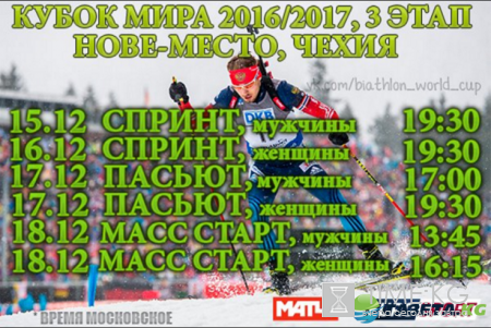 Биатлон 2016-2017 Кубок мира в Нове-Место: расписание гонок 3 этапа