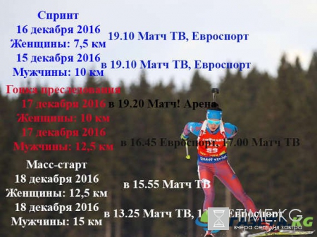 Биатлон сегодня 17 декабря 2016, гонка преследования: расписание, когда смотреть