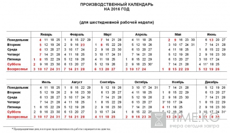 Производственный календарь на 2016 год уже опубликован и доступен в сети «Интернет»