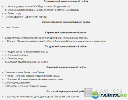 Адреса купелей в Подмосковье на Крещение 2017