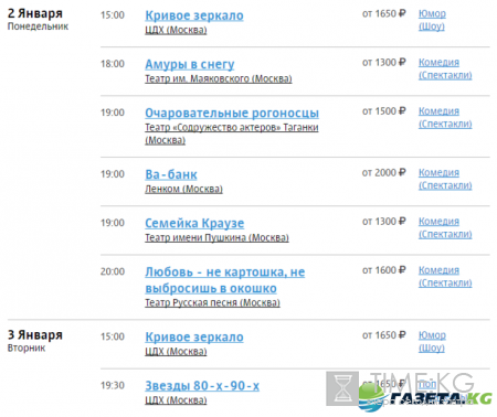 Афиша мероприятий в Москве с 1 по 10 января 2017 на Новый Год