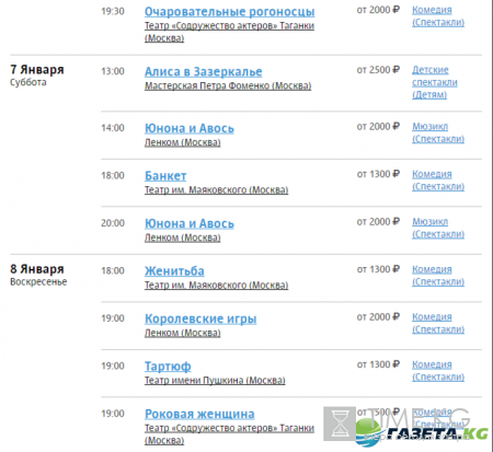Афиша мероприятий в Москве с 1 по 10 января 2017 на Новый Год