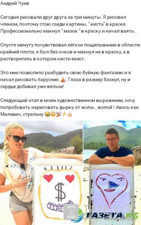 Андрей Чуев опубликовал картину, которую написал своим «хозяйством». Фото