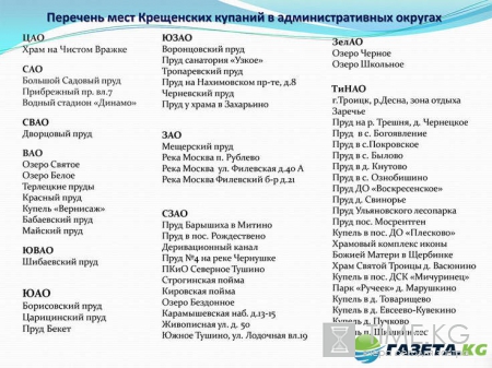 Купели на Крещение в Москве 18-19 января 2017: адреса купелей, где можно окунуться