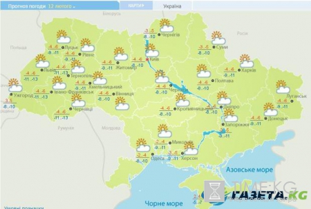 Гисметео: погода в Украине на 10 февраля