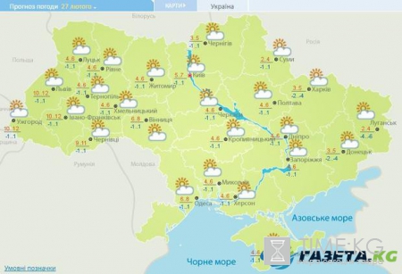 Гисметео: погода в Украине на 25 февраля