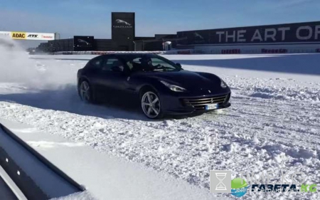 Итальянский супер-хэтчбек Ferrari GTC4 Lusso показал 300 км/час на заснеженном Нюрбургринге