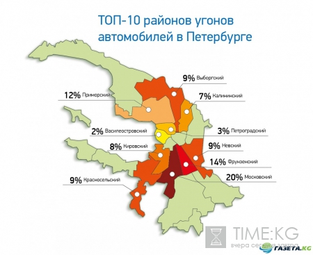 Московский район стал лидером по угонам машин в Петербурге