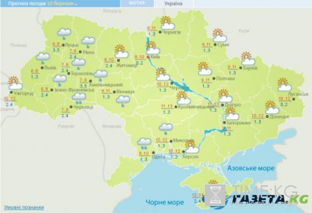 Гисметео: погода в Украине на 10 марта