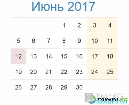 Важные даты июня 2017