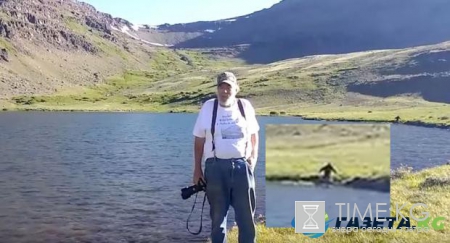 Бегущий снежный человек случайно попал в кадр видео хорошего качества