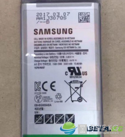 Запрещающий значок собаки на батарее GALAXY S8 означает токсичность для животных
