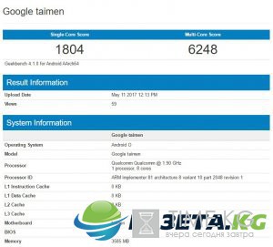 Флагман Google Taimen на Android 8.0 опередил по производительности iPhone 7 в многоядерном режиме
