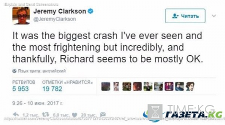 Бывший ведущий Top Gear попал в аварию