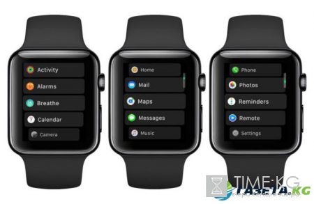 В watchOS 4 появился режим отображения приложений в виде списка