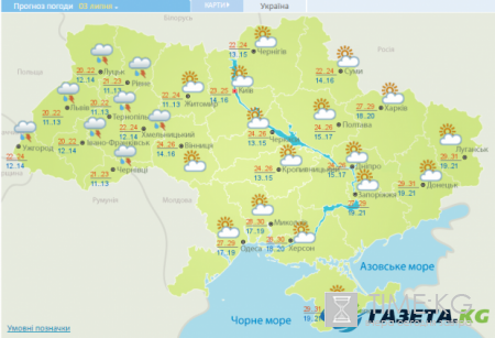 Гисметео Украина: погода на 3 июля - дожди в ряде регионов