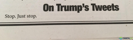 New York Post опубликовала статью о Дональде Трампе из трех слов (фото)