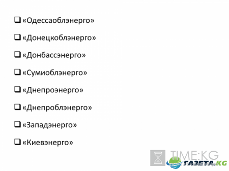 Украина выставляет на торги восемь крупных энергокомпаний